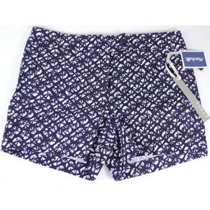 Batik Patterned Navy and White Short Shorts